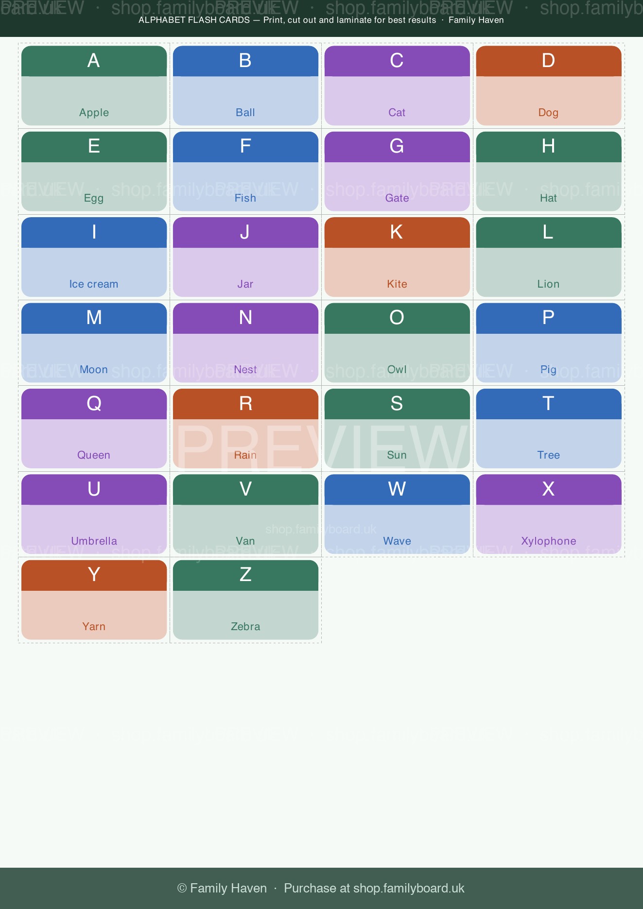 Alphabet Flash Cards A–Z