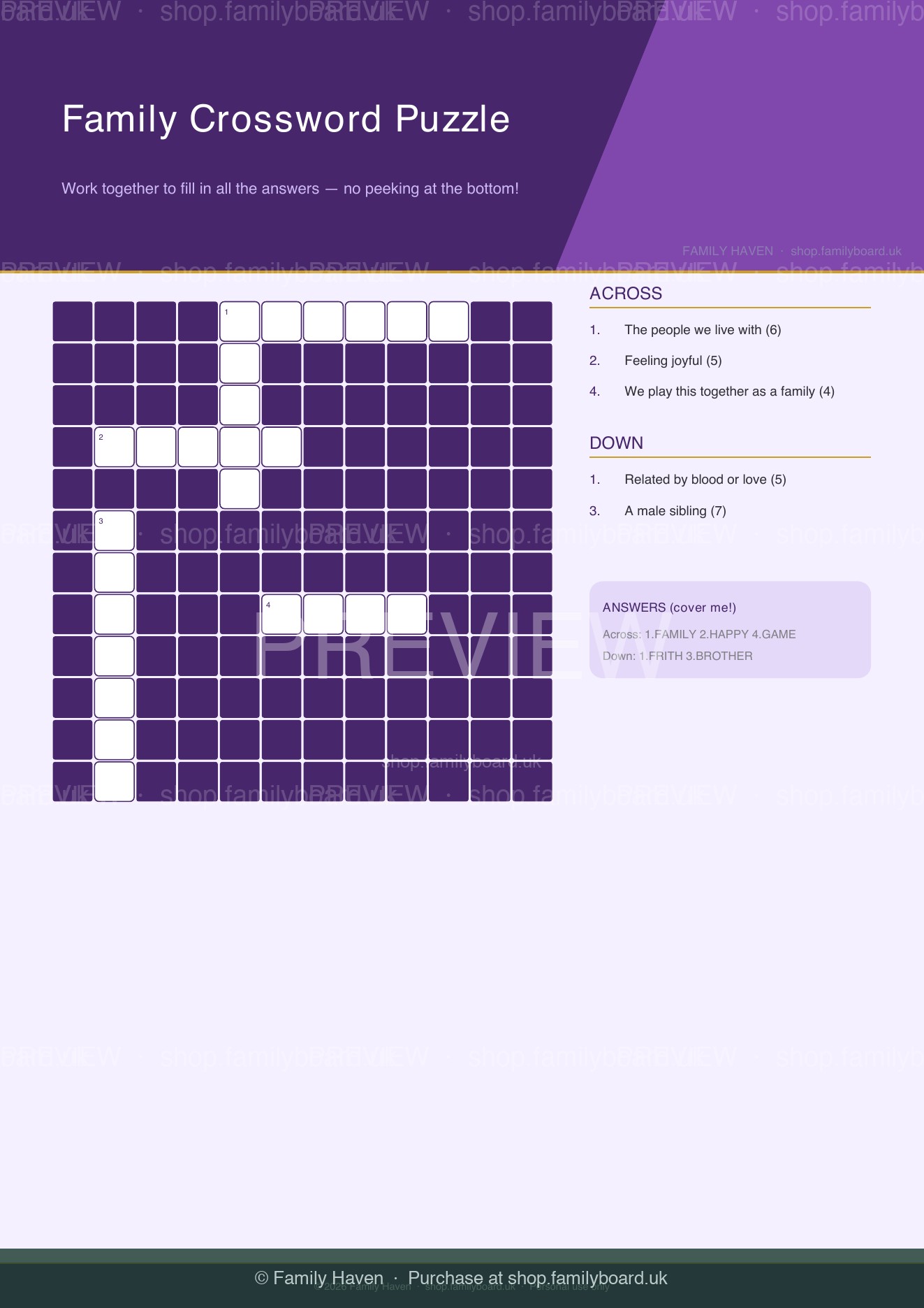 Family Crossword Puzzle — preview