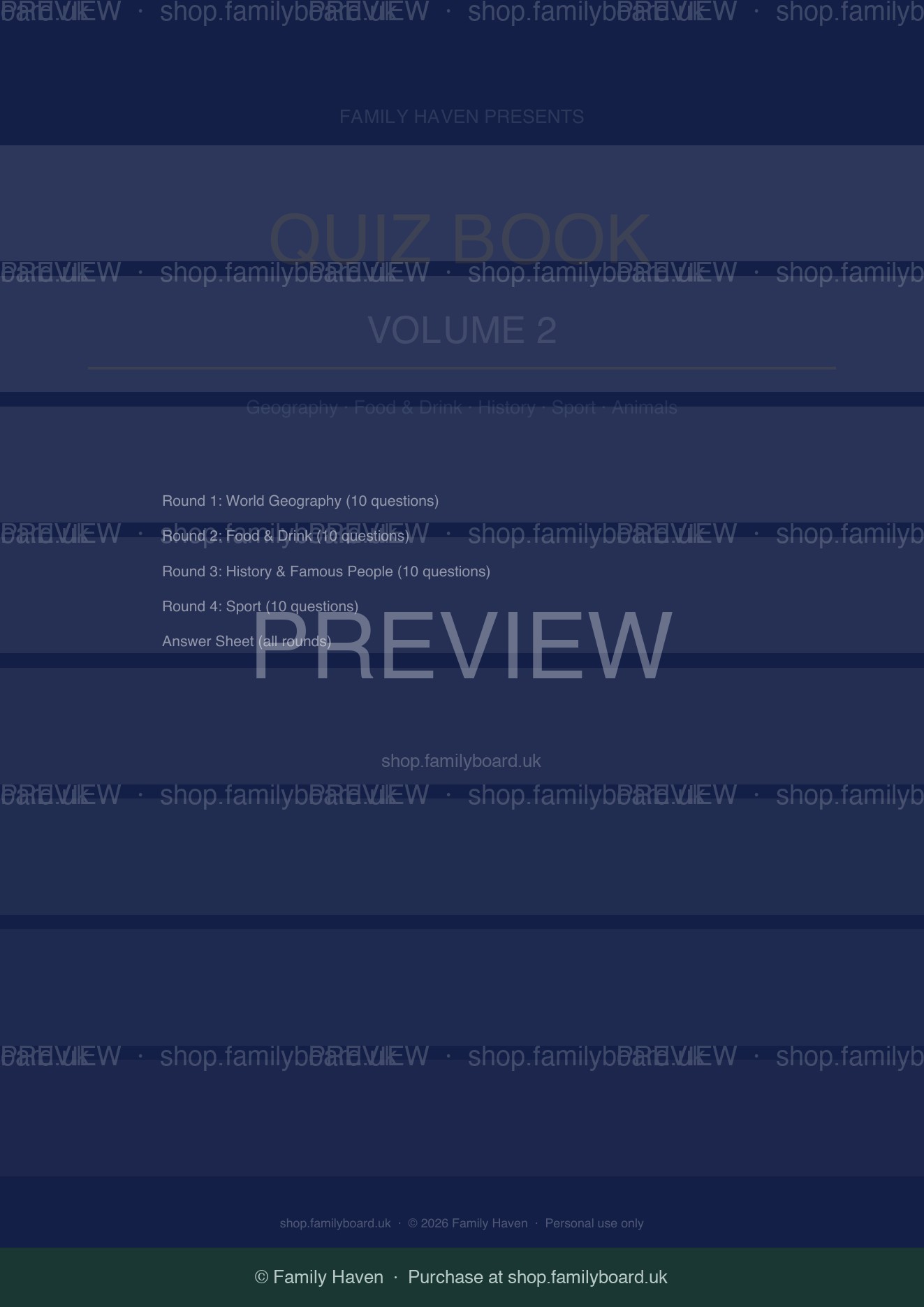 Family Quiz Book — Volume 2 — preview