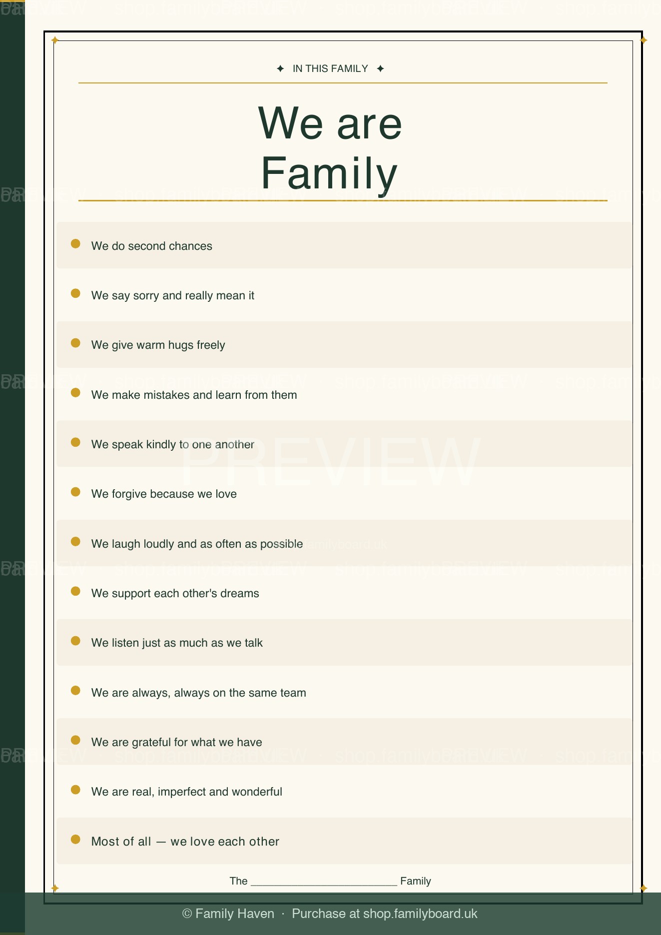 Family Rules Wall Print