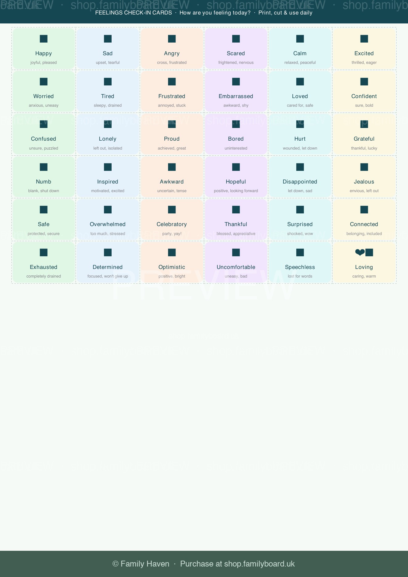 Feelings Check-In Cards — preview