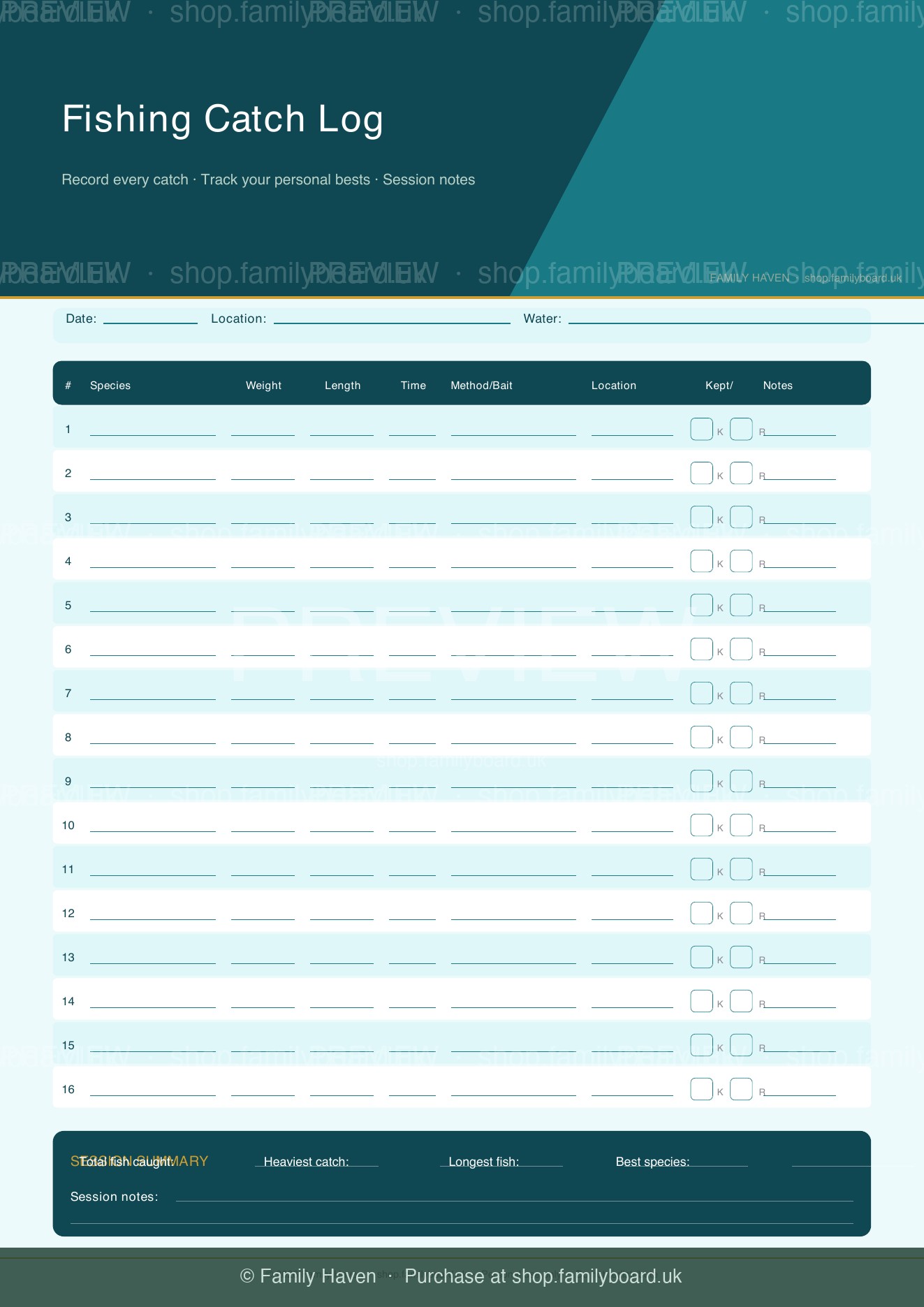Fishing Catch Log — preview
