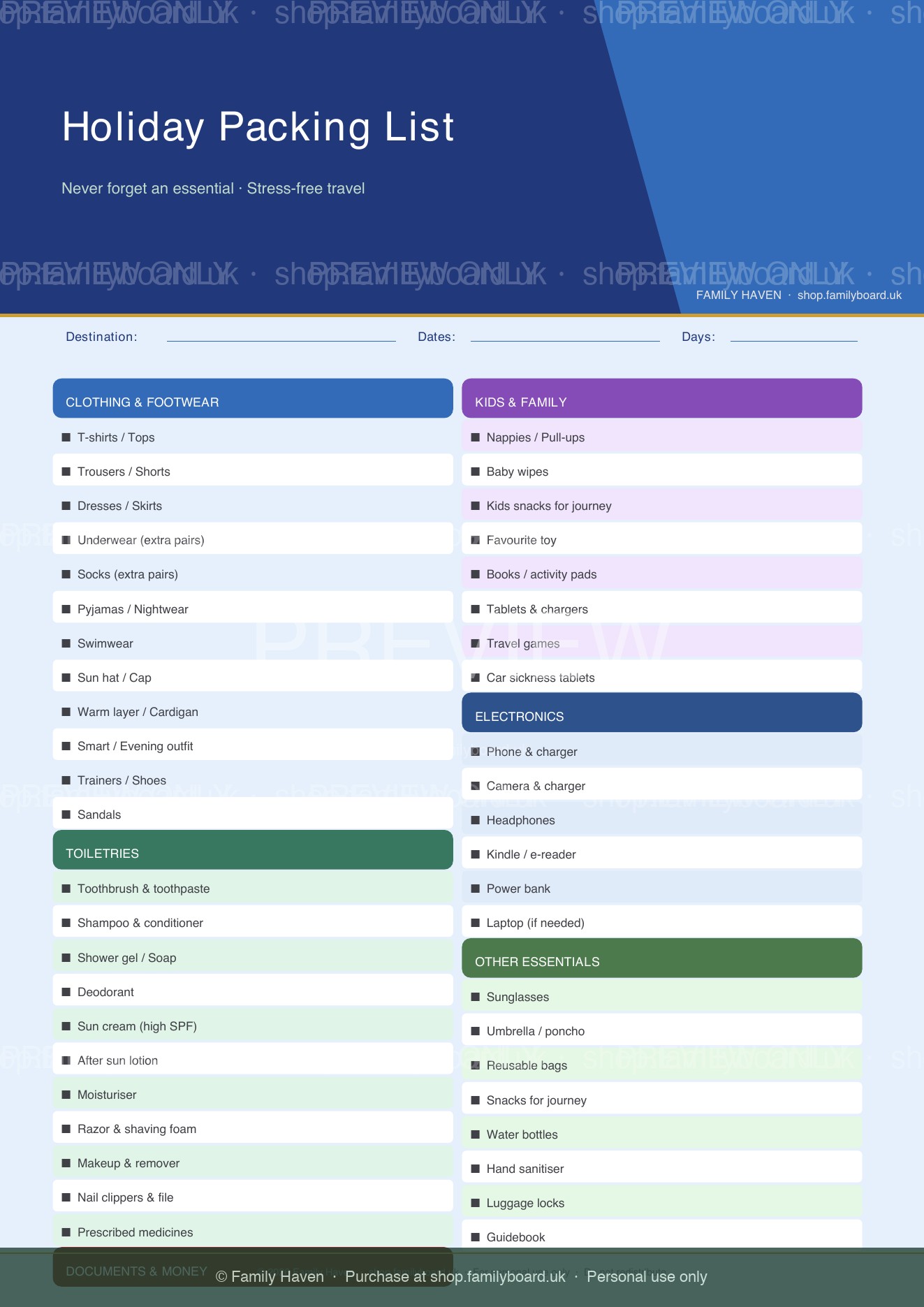 Holiday Packing List — preview