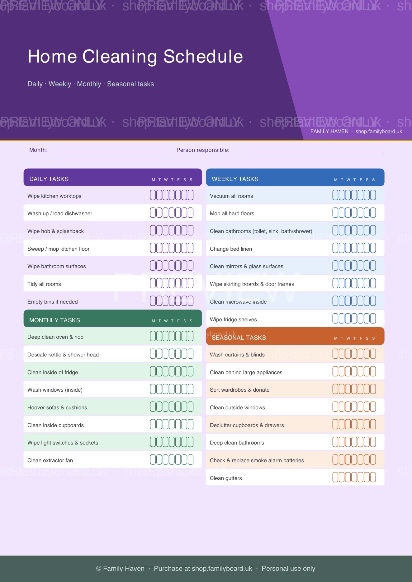 Home Cleaning Schedule — preview