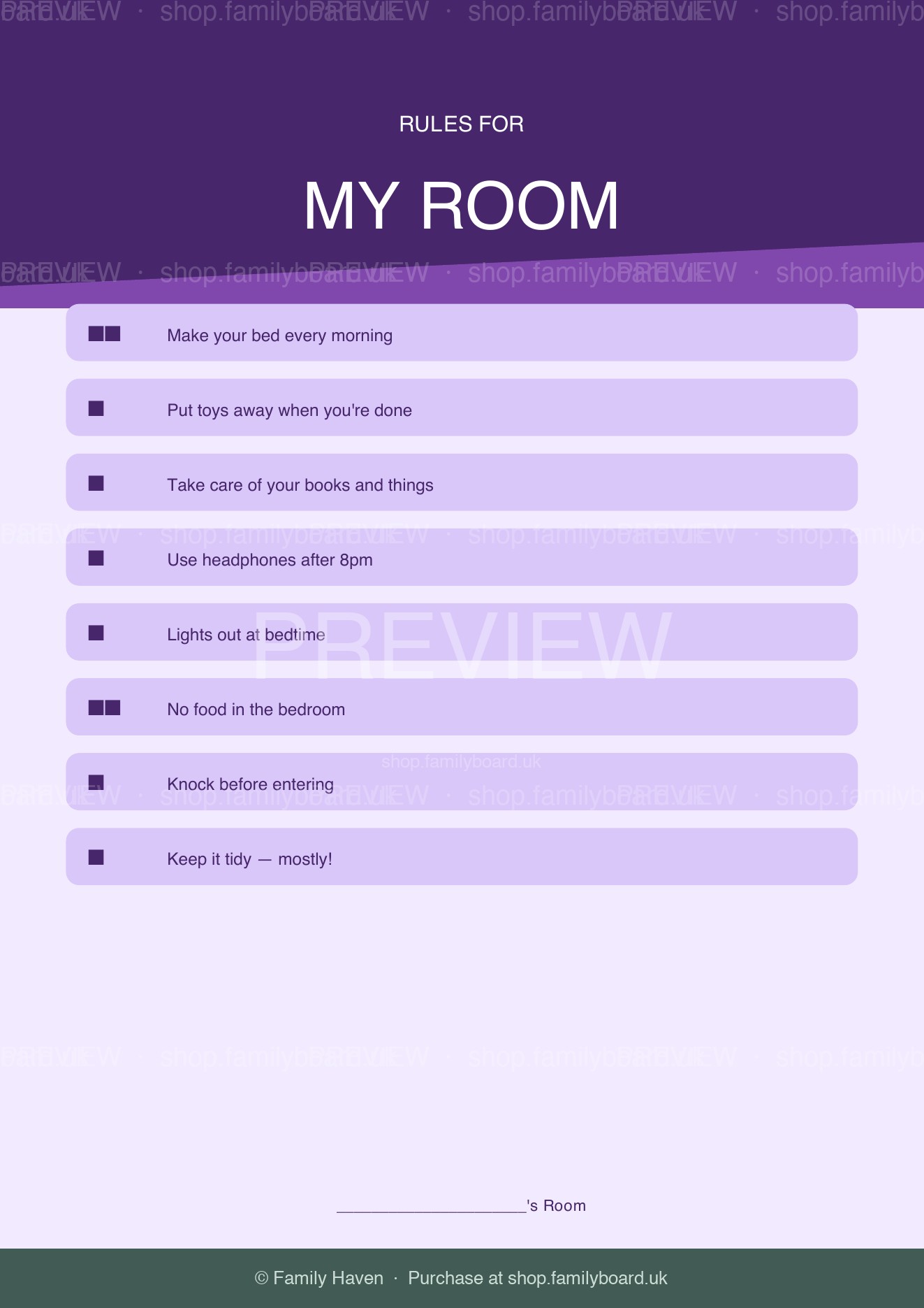 Kids Room Rules Print