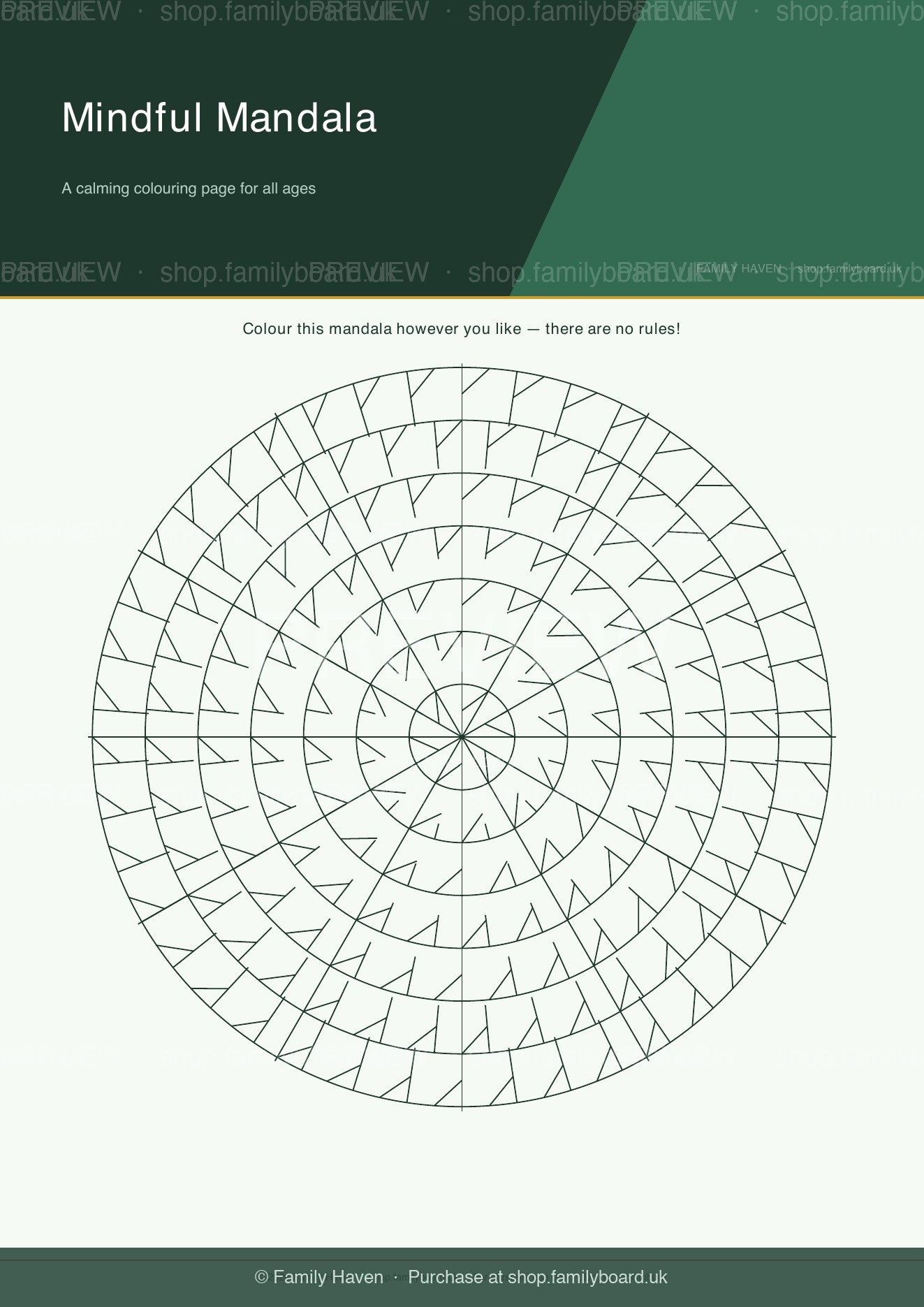 Mindful Mandala Colouring Page — preview