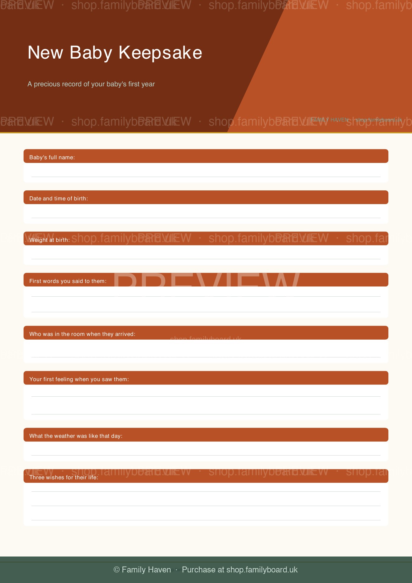 New Baby Keepsake Journal