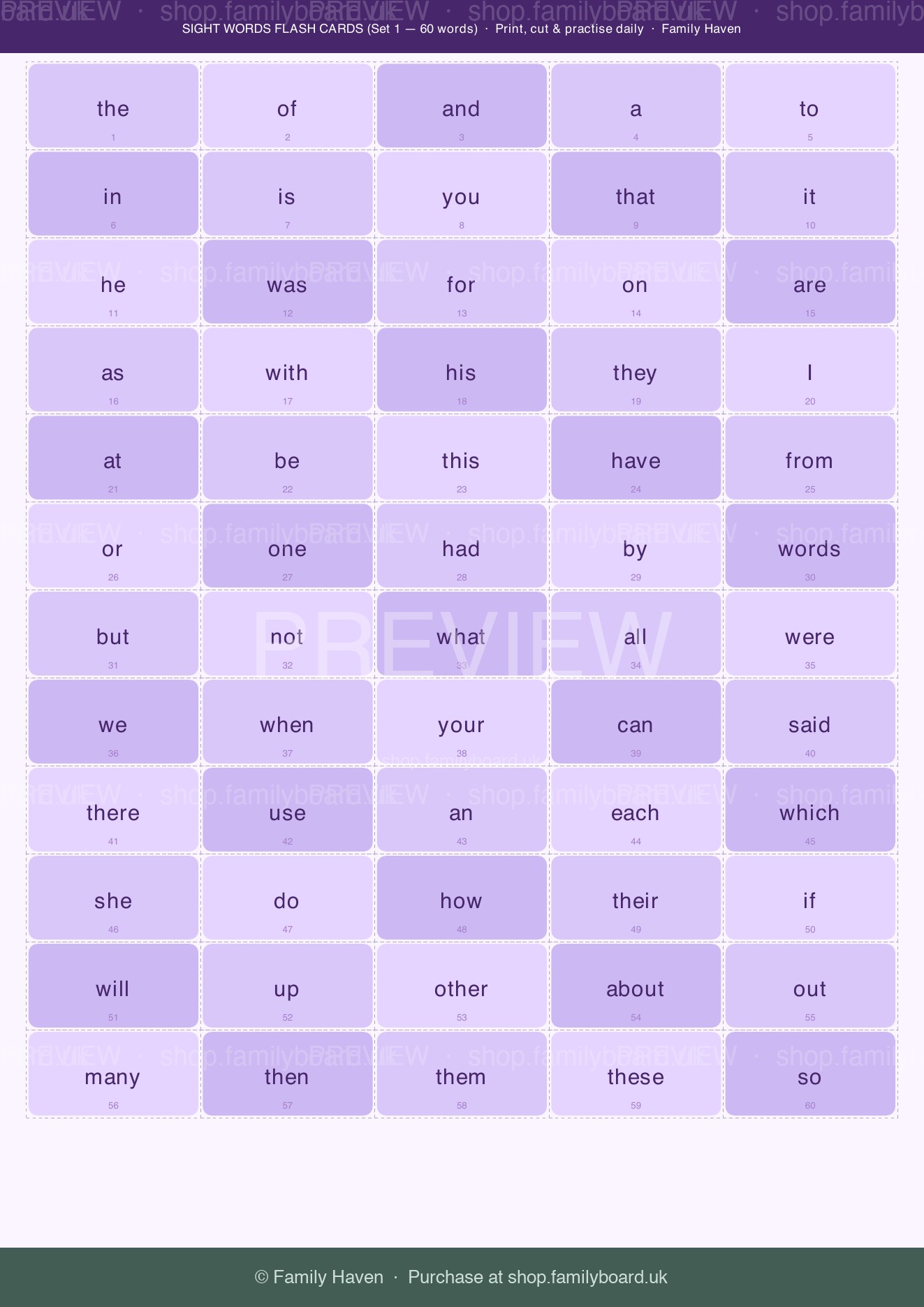 Sight Words Flash Cards — preview