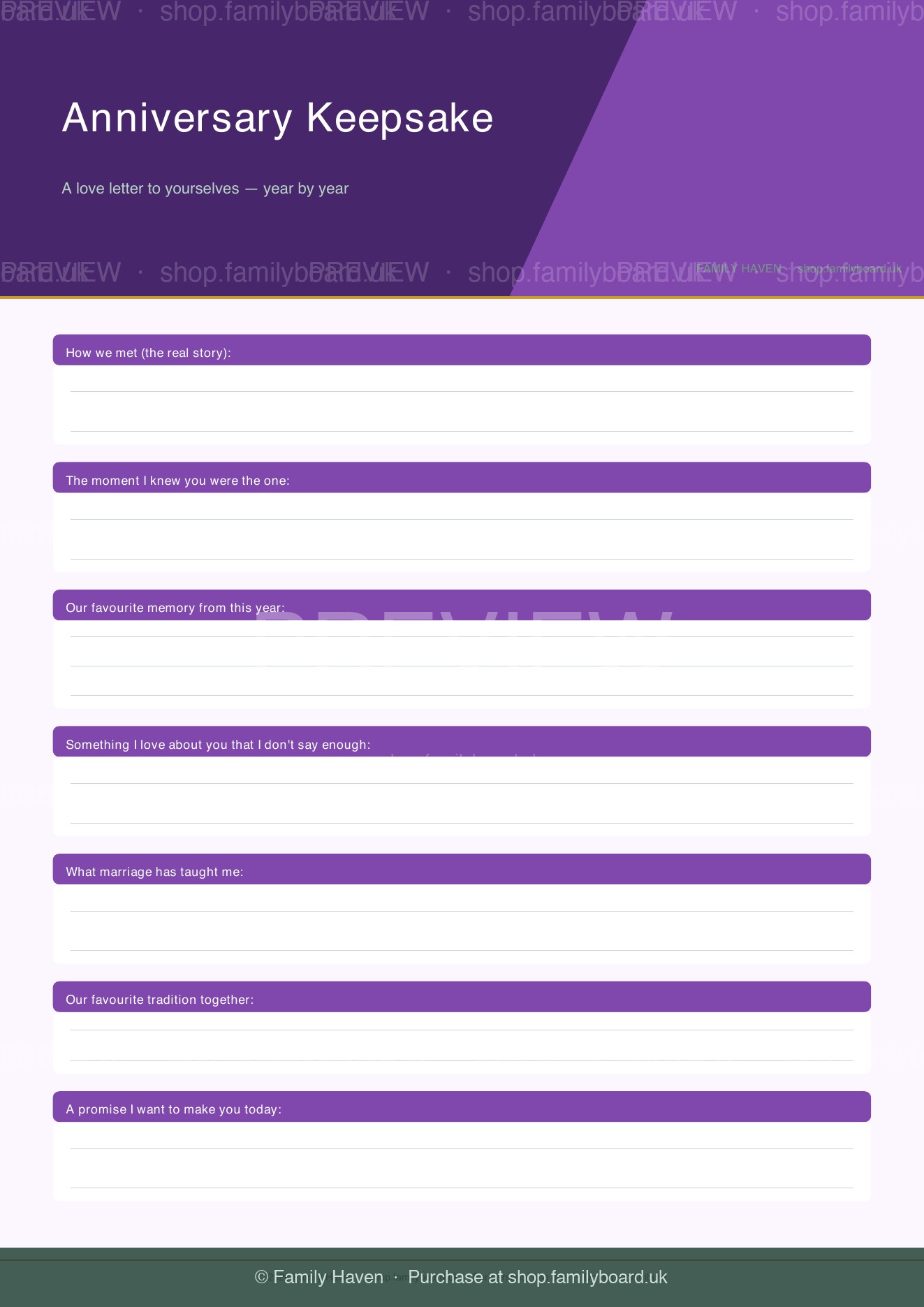 Wedding Anniversary Keepsake — preview